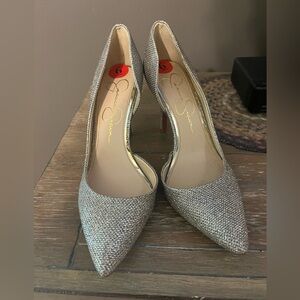 Jessica Simpson Silver Shimmer Pointe toe heel